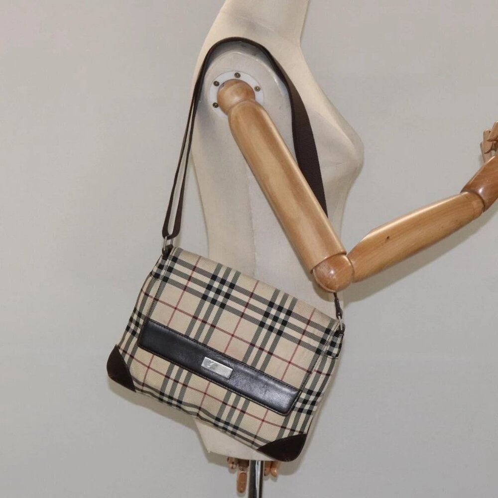BURBERRY Nova Check Shoulder Bag Canvas Beige Auth KD198 - Picture 14 of 16